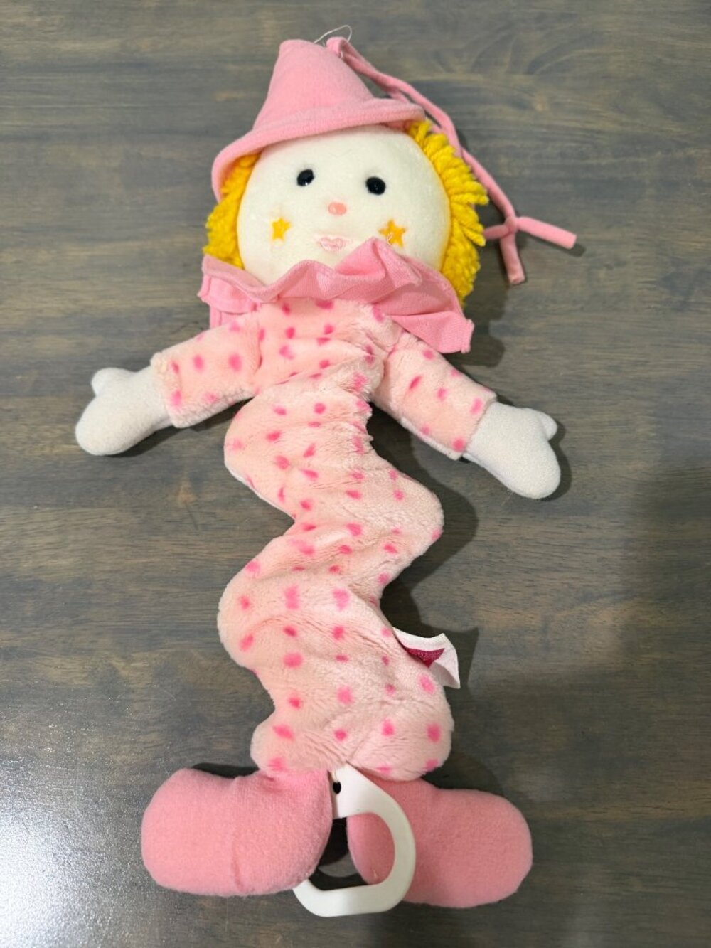 Rare Vintage Dakin Pink Clown Musical Crib Pull Baby Plush Toy 1988